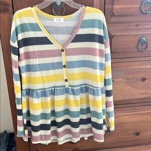 Striped Button-Down Long Sleeve Top NWOT